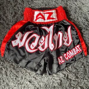 TWINS Muay Thai Black & Red Shorts w/ Drawstring Athletic Performance AZ Combat